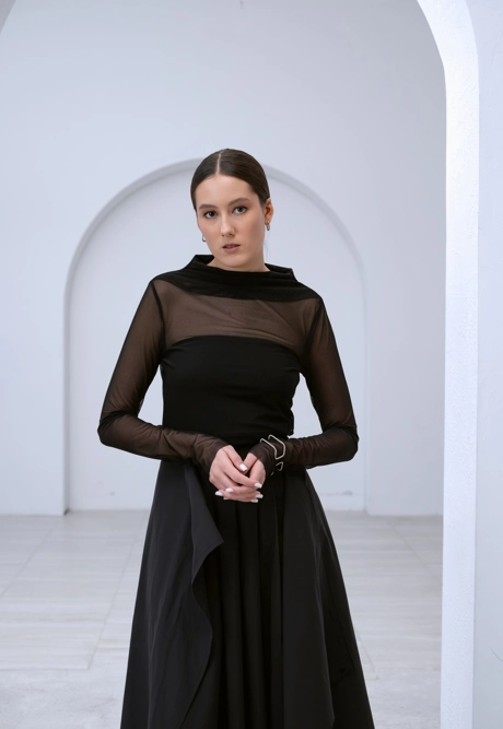 Лонгслив сетка черная