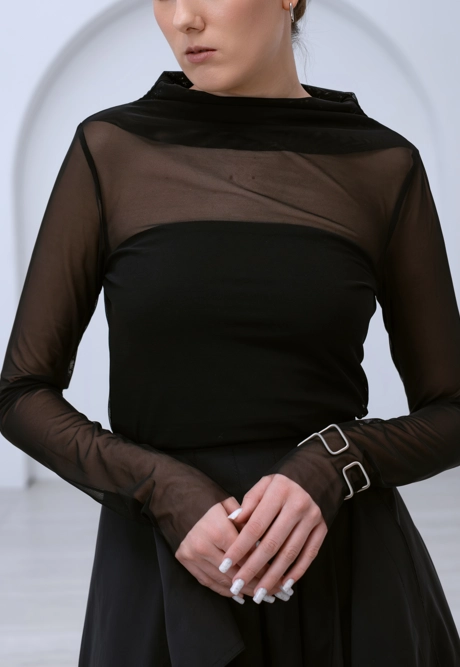 Лонгслив сетка черная - фото 2