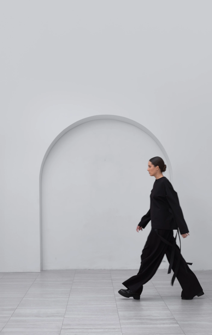 Брюки с лентами черные - фото 5