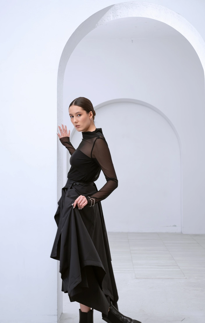 Юбка трансформер хлопок черный - фото 5