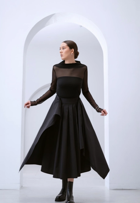 Юбка трансформер хлопок черный - фото 2